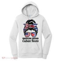 American Grown Cuban Roots Messy Bun Cuba Women's Hoodie thumb 0