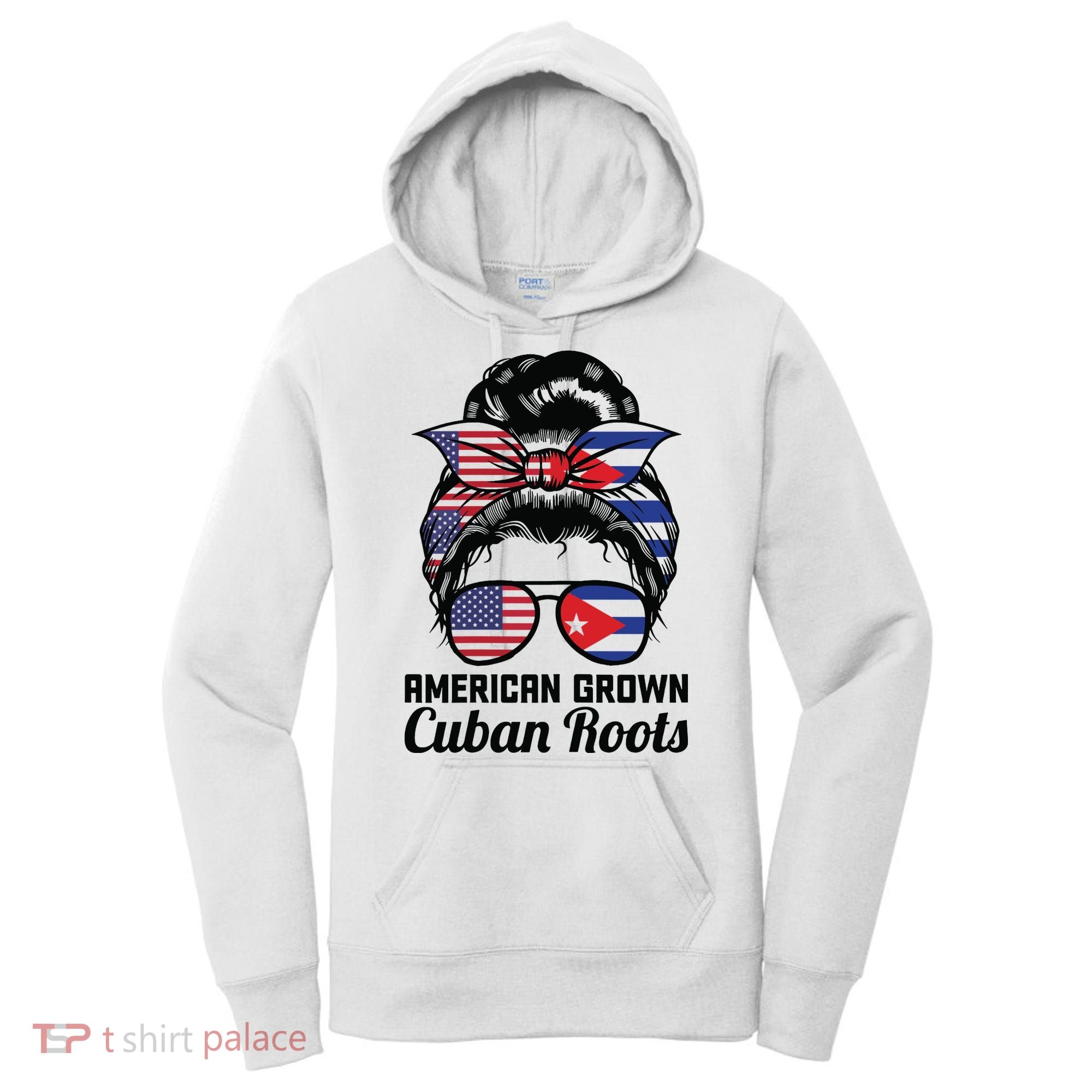 American Grown Cuban Roots Messy Bun Cuba Women's Hoodie