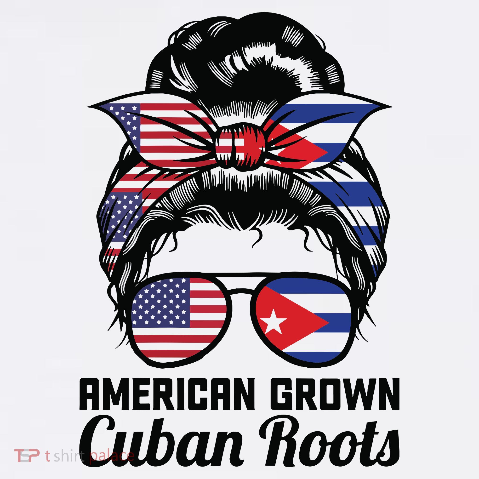 American Grown Cuban Roots Messy Bun Cuba Women's Hoodie