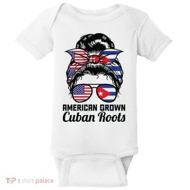 American Grown Cuban Roots Messy Bun Cuba Baby Bodysuit