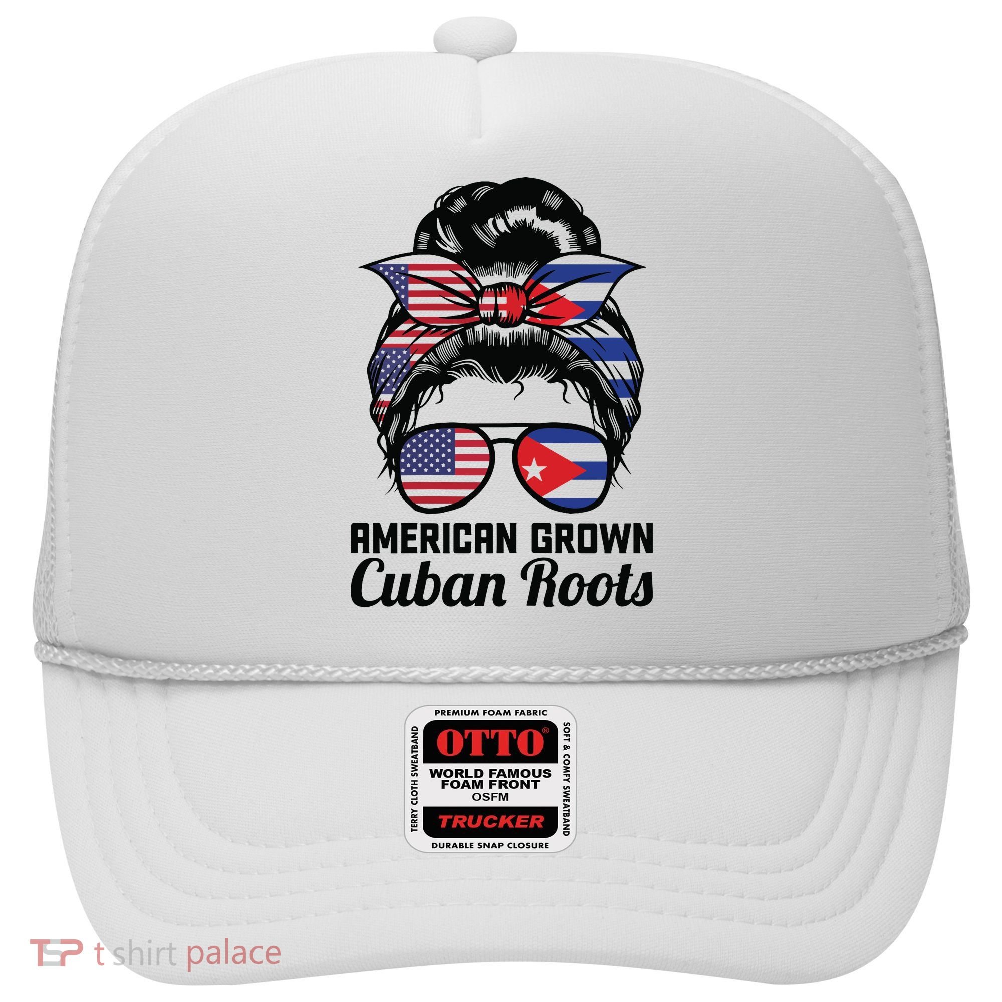 American Grown Cuban Roots Messy Bun Cuba Hat