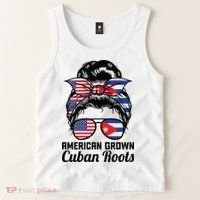 American Grown Cuban Roots Messy Bun Cuba Tank Top thumb 2