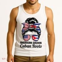 American Grown Cuban Roots Messy Bun Cuba Tank Top thumb 3
