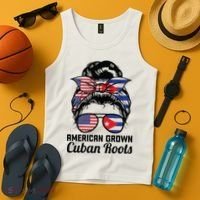 American Grown Cuban Roots Messy Bun Cuba Tank Top thumb 4