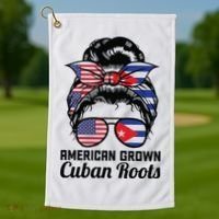 American Grown Cuban Roots Messy Bun Cuba Golf Towel thumb 1