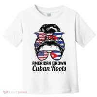 American Grown Cuban Roots Messy Bun Cuba Toddler T-Shirt thumb 0