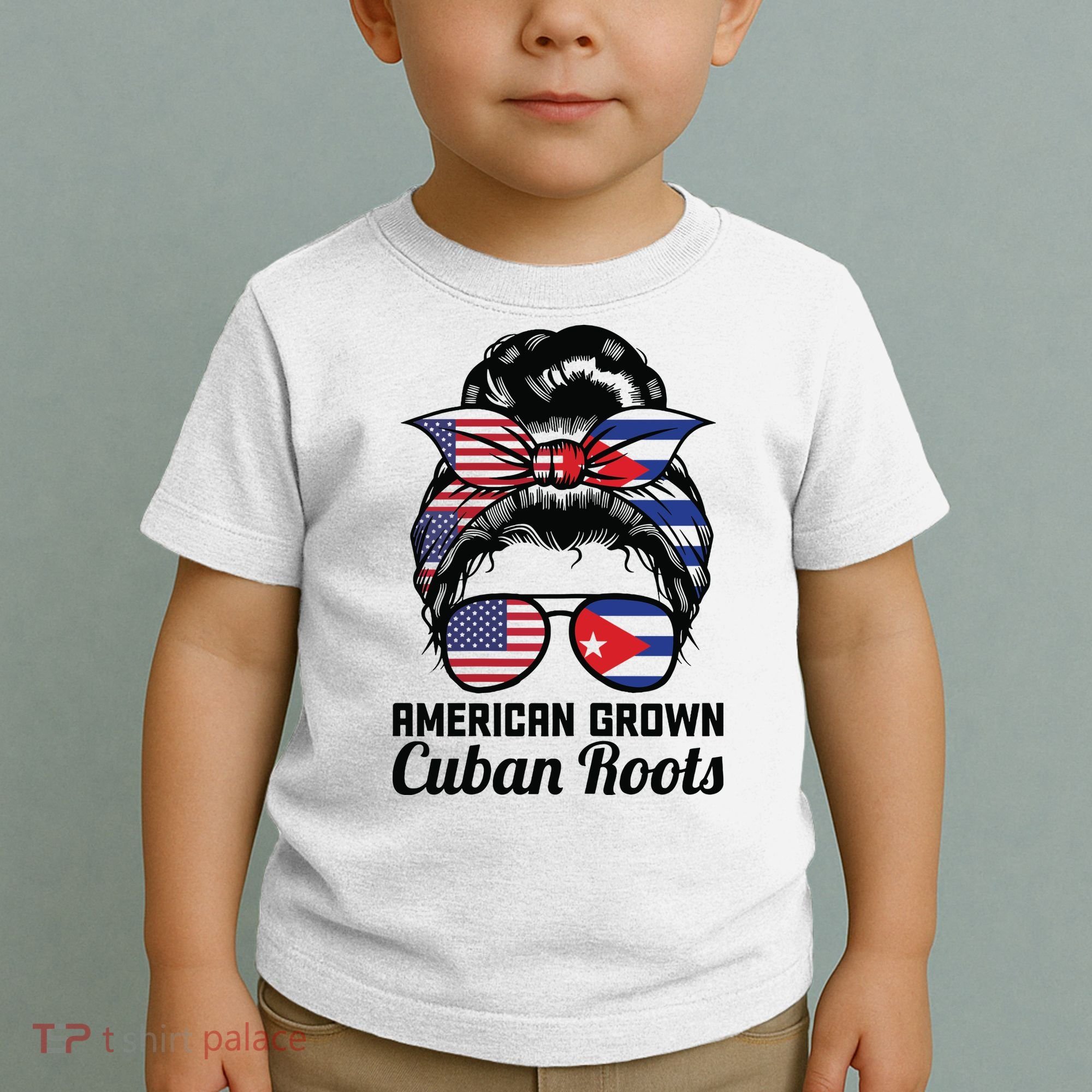 American Grown Cuban Roots Messy Bun Cuba Toddler T-Shirt
