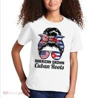 American Grown Cuban Roots Messy Bun Cuba Kids T-Shirt thumb 2