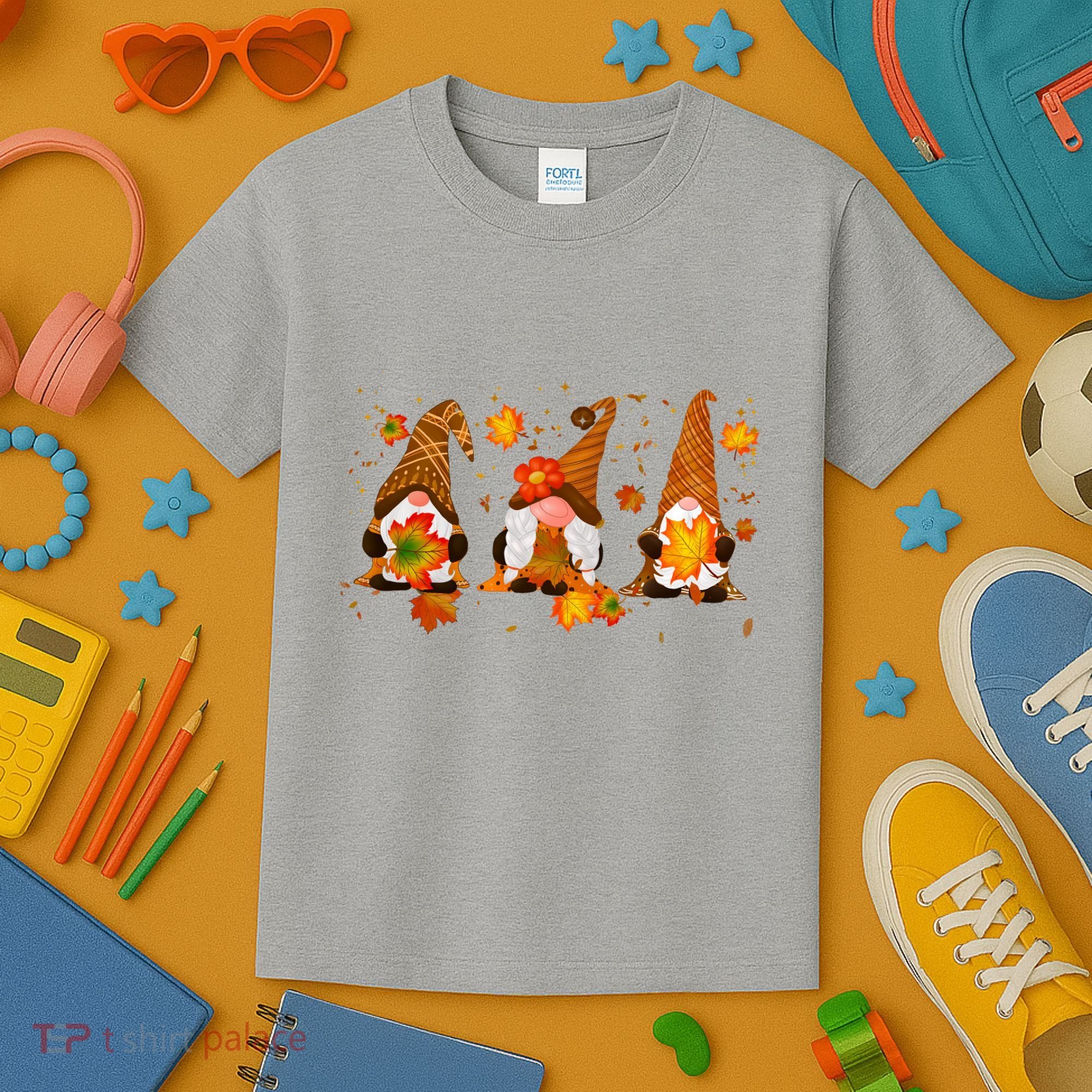 Autumn Gnome Cute Fall Lover Kids T-Shirt