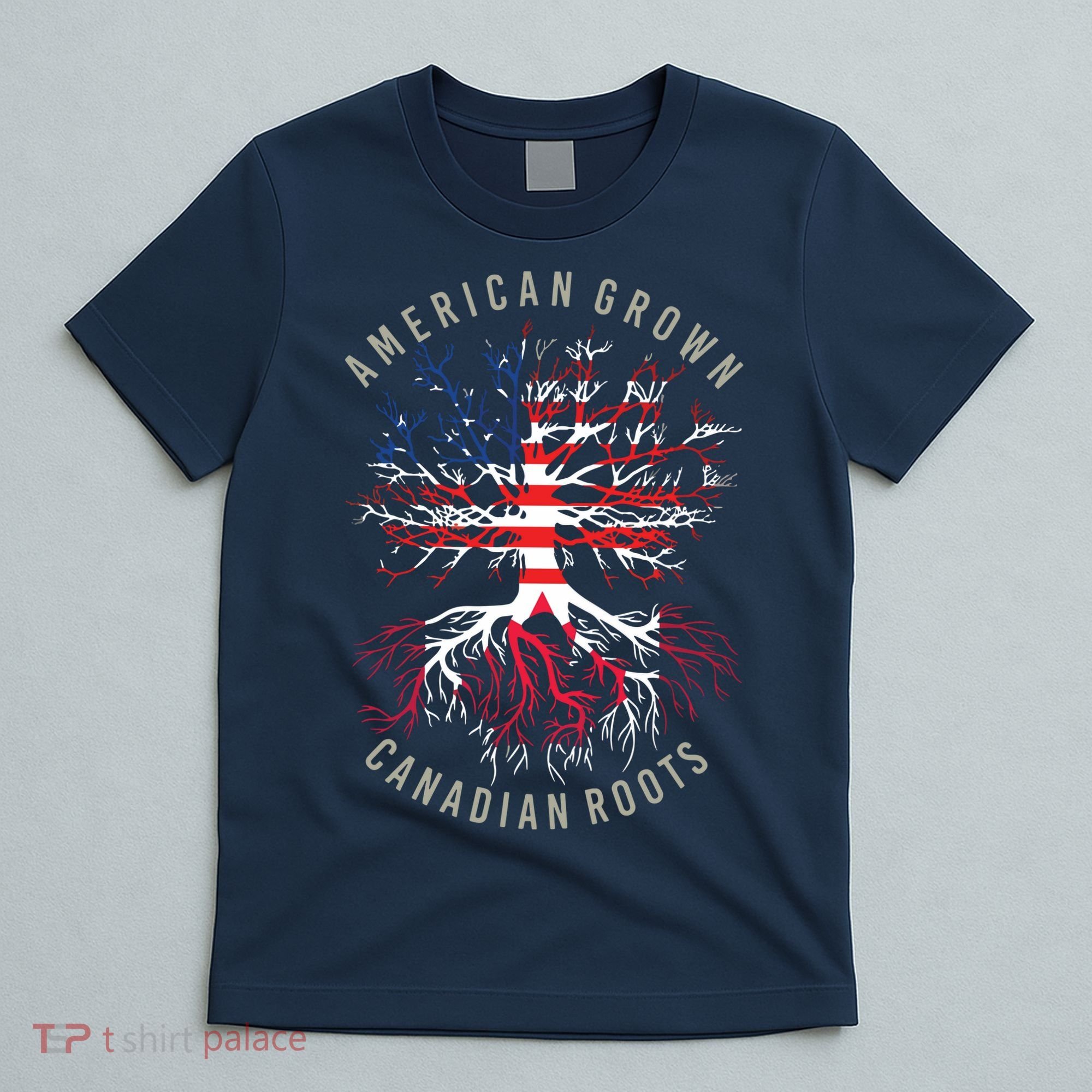 American Grown Canadian Roots USA Canada Flag Heritage T-Shirt