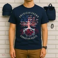 American Grown Canadian Roots USA Canada Flag Heritage T-Shirt thumb 6