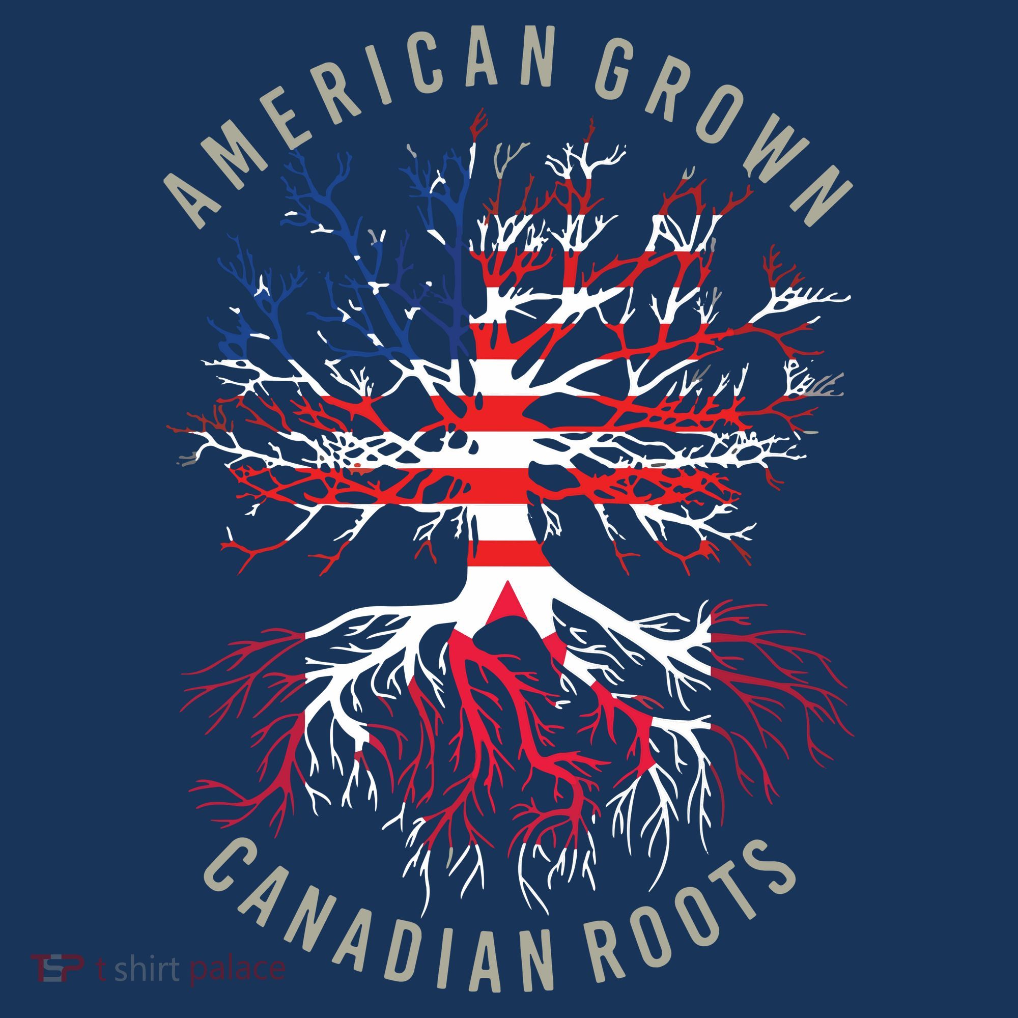 American Grown Canadian Roots USA Canada Flag Heritage T-Shirt