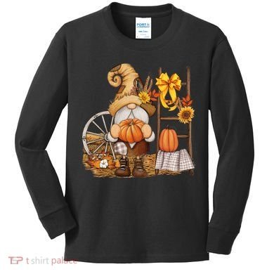 Autumn Gnome Cute Fall Season Kids Long Sleeve Shirt