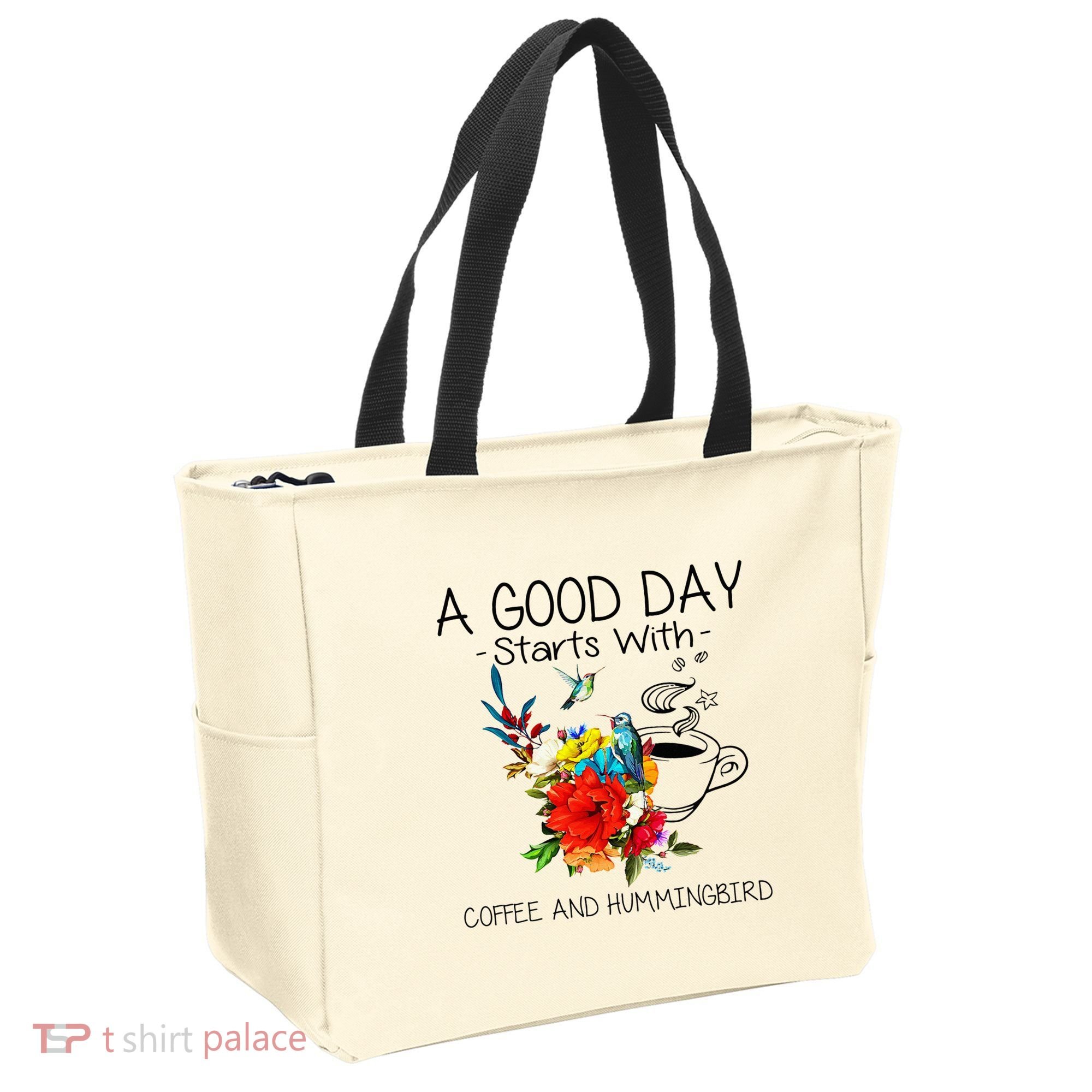 A Good Day Starts With Coffee And Hummingbird Tote Bag