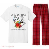 A Good Day Starts With Coffee And Hummingbird Pajama Set thumb 0