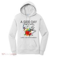 A Good Day Starts With Coffee And Hummingbird Women's Hoodie thumb 0