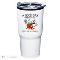 A Good Day Starts With Coffee And Hummingbird Tumbler thumb 0