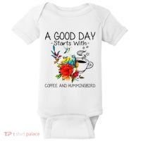 A Good Day Starts With Coffee And Hummingbird Baby Bodysuit thumb 0