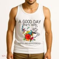 A Good Day Starts With Coffee And Hummingbird Tank Top thumb 3