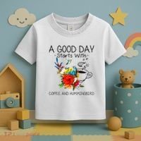 A Good Day Starts With Coffee And Hummingbird Toddler T-Shirt thumb 3