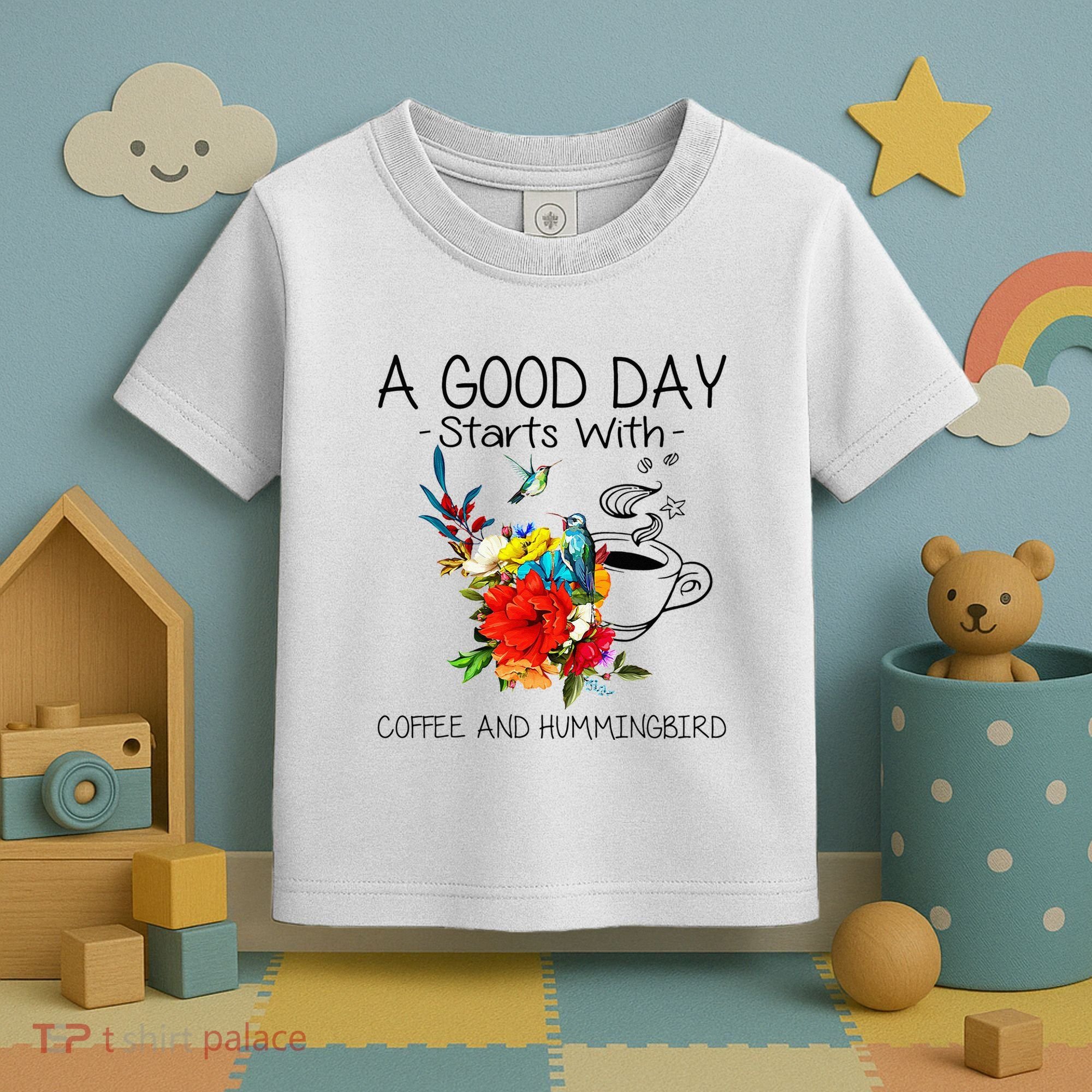 A Good Day Starts With Coffee And Hummingbird Toddler T-Shirt
