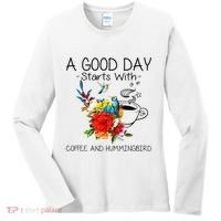 A Good Day Starts With Coffee And Hummingbird Women's Long Sleeve Shirt thumb 0