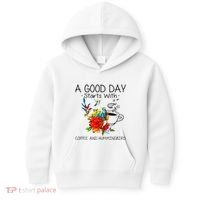 A Good Day Starts With Coffee And Hummingbird Kids Hoodie thumb 0
