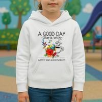 A Good Day Starts With Coffee And Hummingbird Kids Hoodie thumb 3