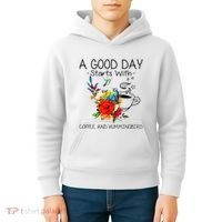 A Good Day Starts With Coffee And Hummingbird Kids Hoodie thumb 4