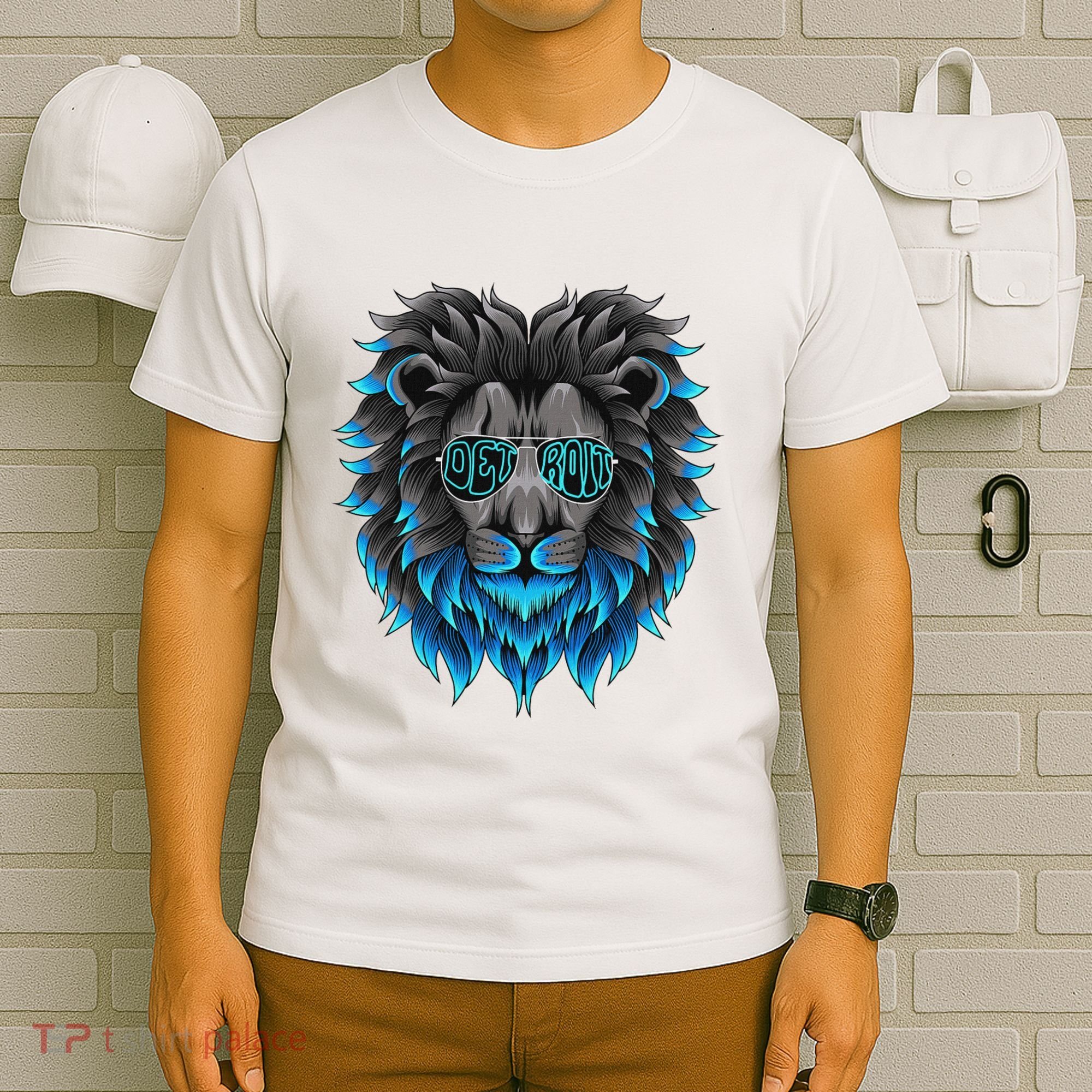 All Grit Detroit Cool Retro Lion Lovers Detroit Apparel T-Shirt
