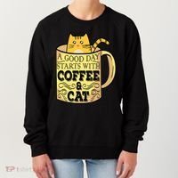 A Good Day Starts With Coffee And Cat Funny Women's Sweatshirt thumb 0