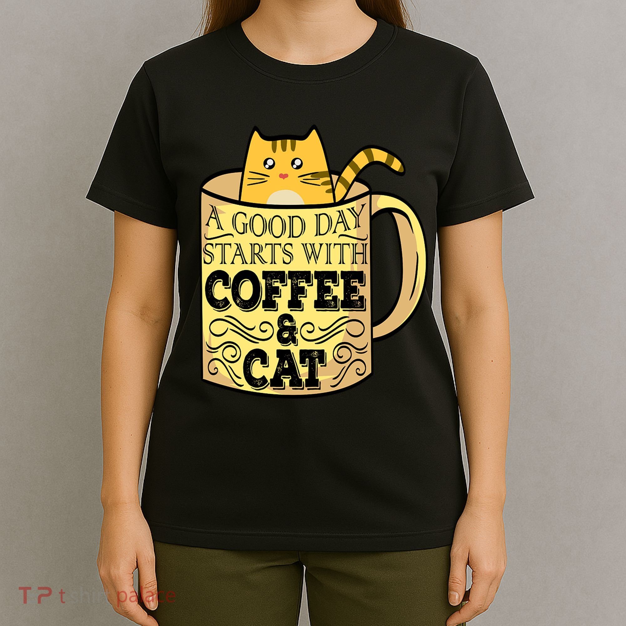 A Good Day Starts With Coffee And Cat Funny T-Shirt