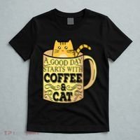 A Good Day Starts With Coffee And Cat Funny T-Shirt thumb 5