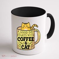 A Good Day Starts With Coffee And Cat Funny Coffee Mug thumb 1