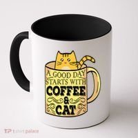 A Good Day Starts With Coffee And Cat Funny Coffee Mug thumb 0