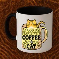 A Good Day Starts With Coffee And Cat Funny Coffee Mug thumb 2