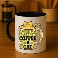 A Good Day Starts With Coffee And Cat Funny Coffee Mug thumb 4