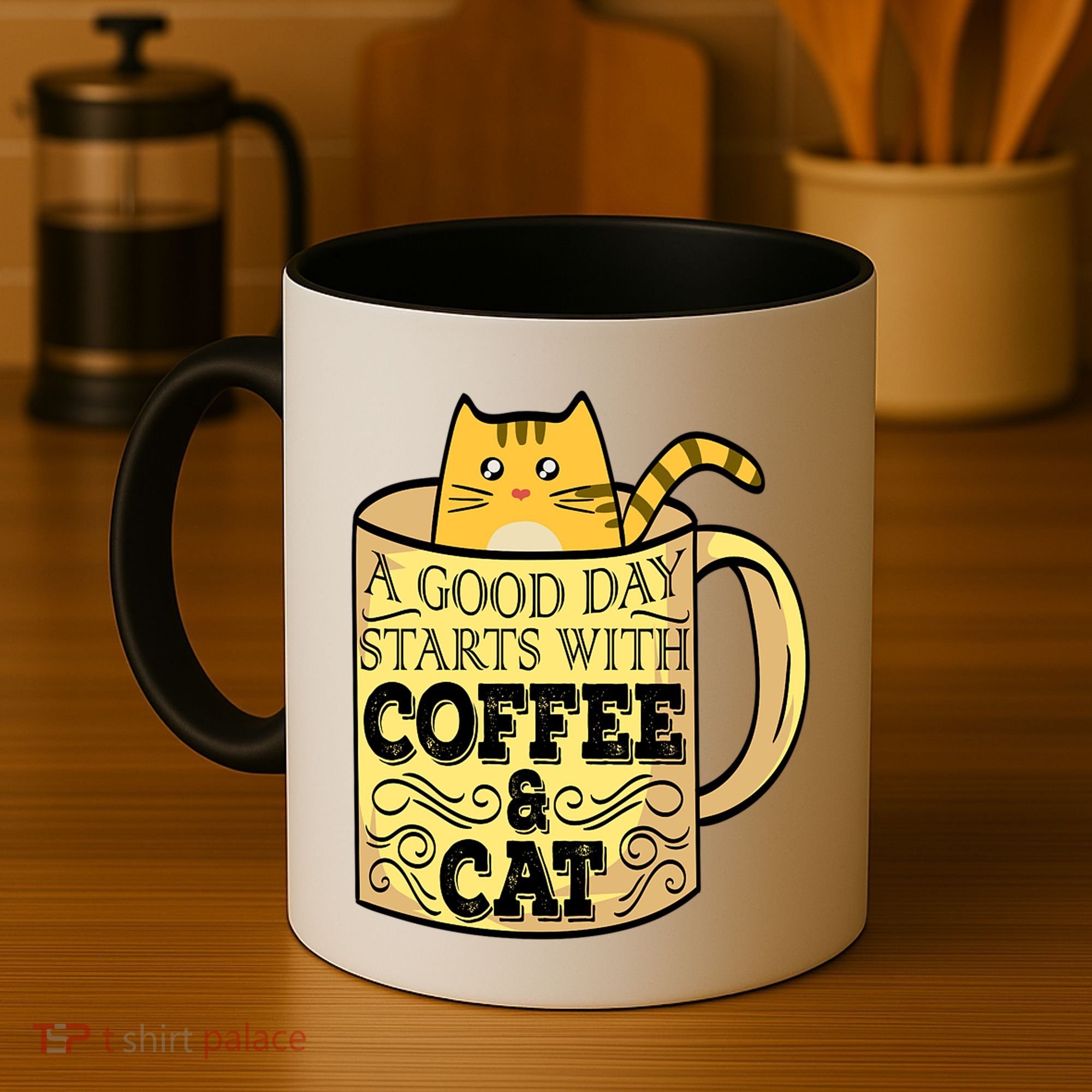 A Good Day Starts With Coffee And Cat Funny Coffee Mug