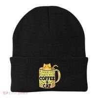 A Good Day Starts With Coffee And Cat Funny Beanie thumb 0