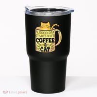 A Good Day Starts With Coffee And Cat Funny Tumbler thumb 0