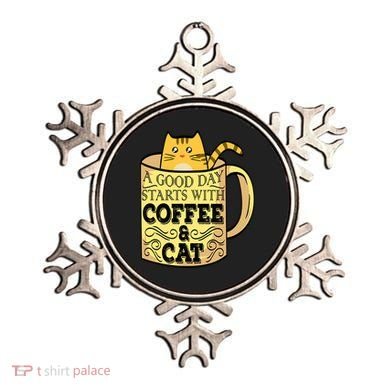 A Good Day Starts With Coffee And Cat Funny Ornament