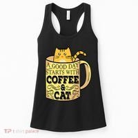 A Good Day Starts With Coffee And Cat Funny Women's Tank Top thumb 0