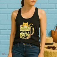 A Good Day Starts With Coffee And Cat Funny Women's Tank Top thumb 2