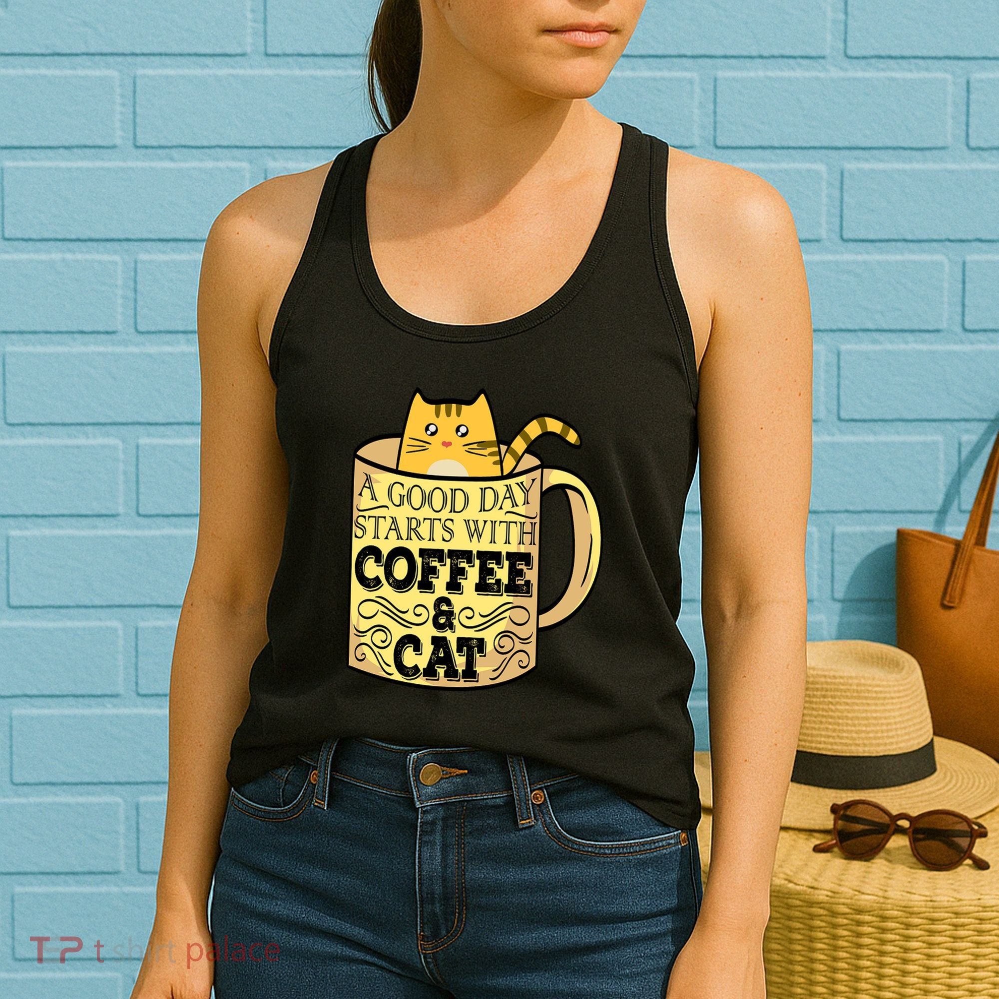 A Good Day Starts With Coffee And Cat Funny Women's Tank Top