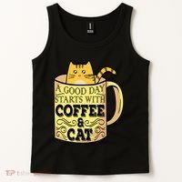 A Good Day Starts With Coffee And Cat Funny Tank Top thumb 2