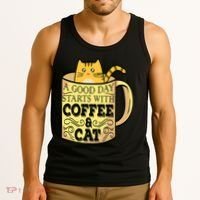 A Good Day Starts With Coffee And Cat Funny Tank Top thumb 3
