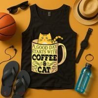 A Good Day Starts With Coffee And Cat Funny Tank Top thumb 4