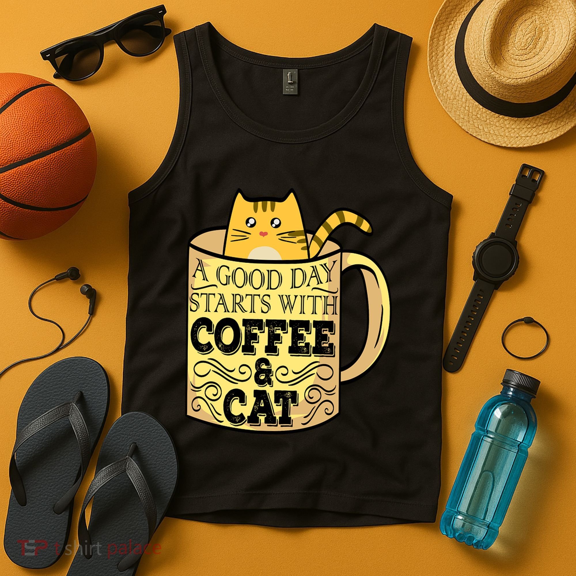 A Good Day Starts With Coffee And Cat Funny Tank Top