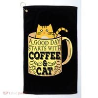 A Good Day Starts With Coffee And Cat Funny Golf Towel thumb 0