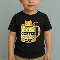 A Good Day Starts With Coffee And Cat Funny Toddler T-Shirt thumb 2